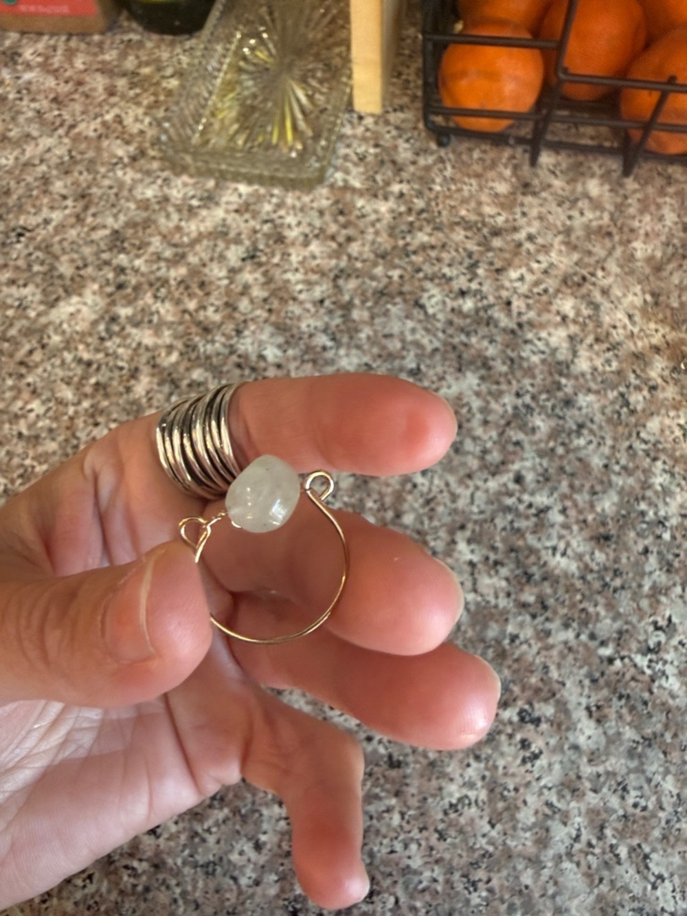 Handmade Gold Wire Ring with White Gemstone
